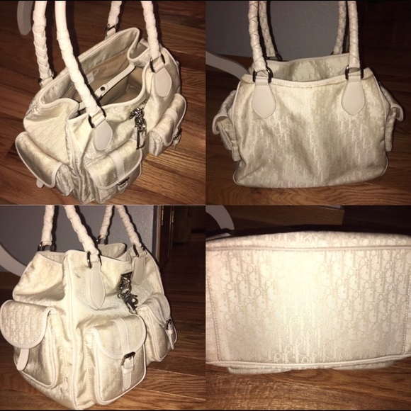 *SOLD* GORGEOUS WINTER WHITE VINTAGE CHRISTIAN DIOR DIORISSIMO SHOULDER TOTE - Picture 8 of 13